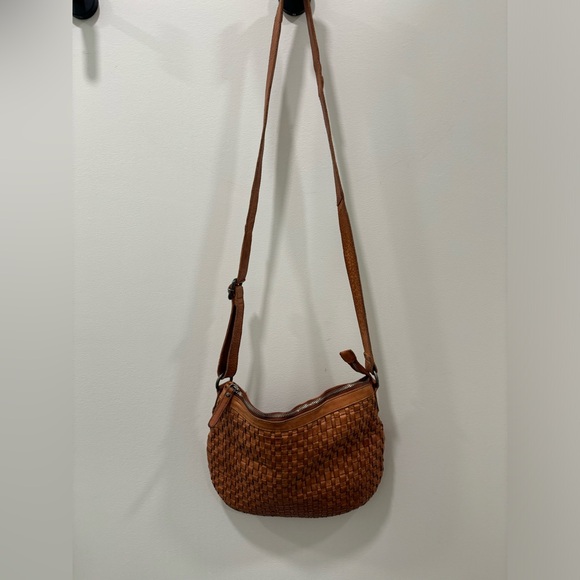 Vilenca Holland Woven Brown Supple Leather Crossbody Bag Anthropologie - Picture 3 of 11